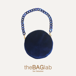 THE MINI ROUND BAG VELVET - Bolso en terciopelo color NAVY