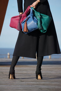 THE TASSEL BAG - Bolso piel vacuno color VERDE